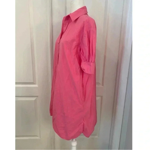 COS Pink Cotton Oversized Button Front Shift Shirt Dress - Picture 2 of 8
